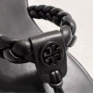 Tory Burch Women's Braided Benton Thong Flats Sandals Black New